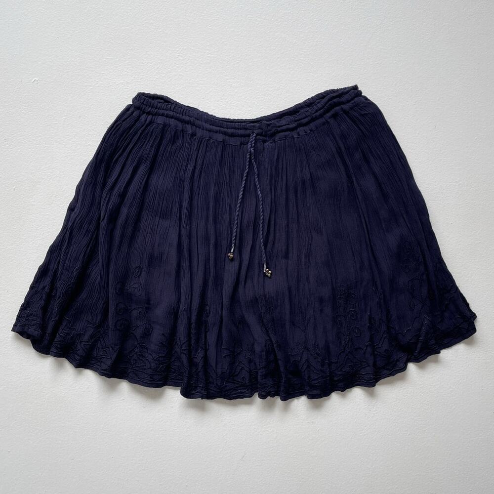 Vtg 90s Navy Gauzy Boho Pleated Skirt KATHMANDU Sz S Hippie Whimsigoth Fairy